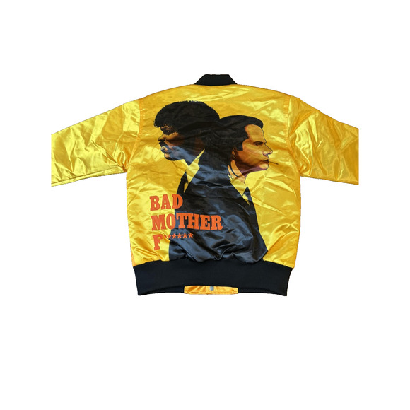 Pulp Fiction Jacket Mens XS Yellow Satin Bomber Quilted Lined Headgear Classics - Picture 7 of 7